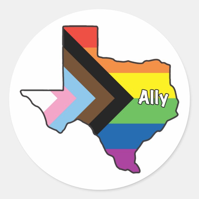 Texas Pride Ally Runder Aufkleber (Vorderseite)