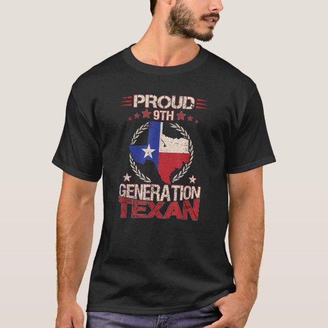 Texas Proud 9. Generation Texan Native Lone Star T-Shirt (Vorderseite)