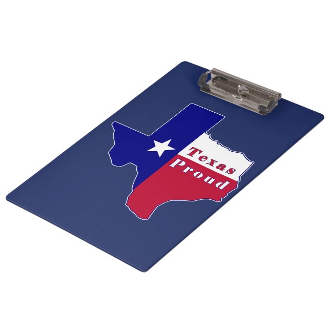 Texas Proud Flag Karte Klemmbrett (Schrägansicht)
