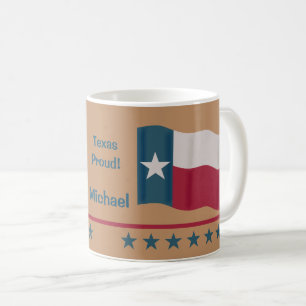 Texas Proud Lone Star Flaggenname Personalisiert Kaffeetasse