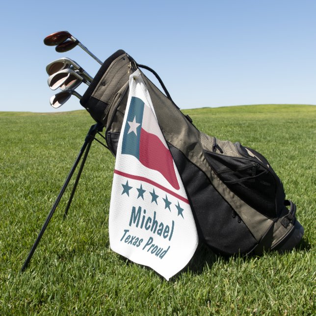 Texas Proud Long Star Flaggenname Personalisiert Golfhandtuch (Gras)