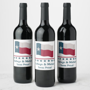Texas Proud Long Star Flaggenname Personalisiert Weinetikett