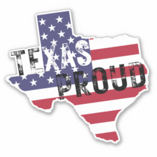 Texas Proud Rustic Tough Text American Flag Staat Aufkleber