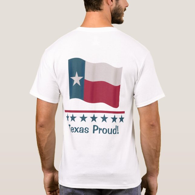 Texas Proud Waving Long Star Flag Back Design T-Shirt (Rückseite)