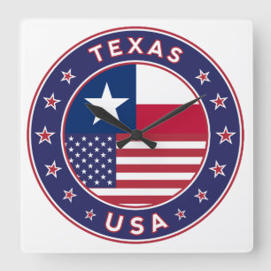 Texas Quadratische Wanduhr
