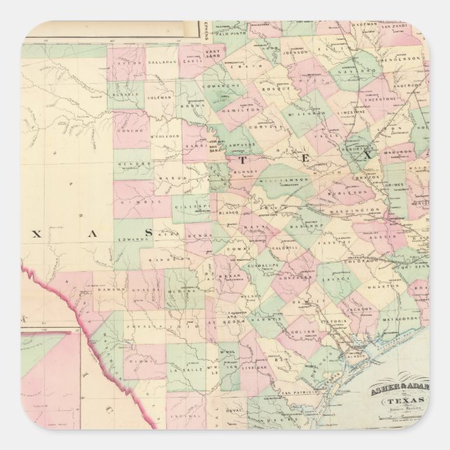 Texas Quadratischer Aufkleber (Vorderseite)