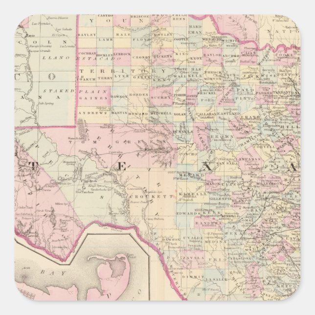 Texas Quadratischer Aufkleber (Vorderseite)