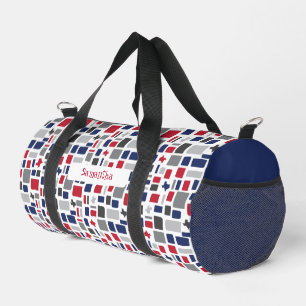 Texas Red & Blue Wonky Squares & Rectangle Duffle Bag