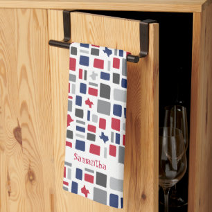 Texas Red & Blue Wonky Squares & Rectangle Geschirrtuch