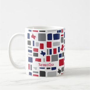Texas Red & Blue Wonky Squares & Rectangle Kaffeetasse