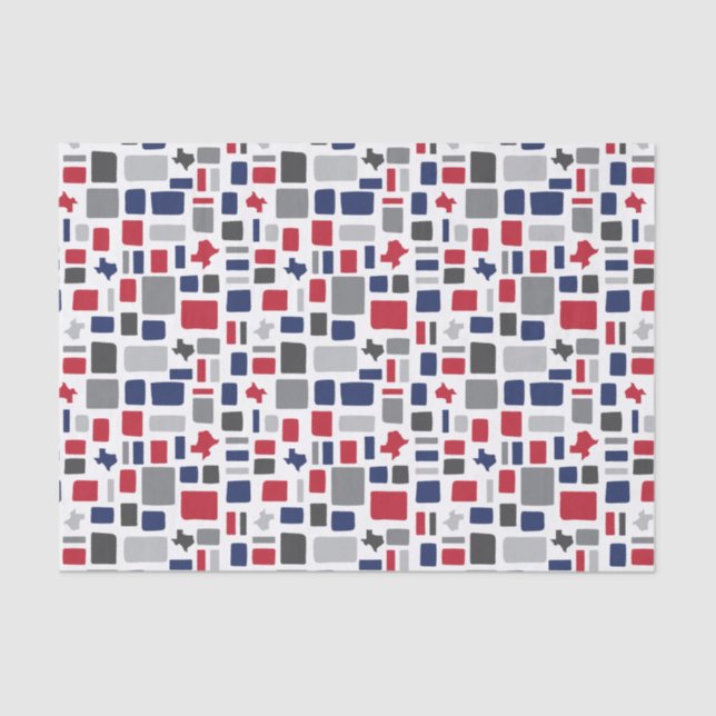 Texas Red & Blue Wonky Squares & Rectangle Seidenpapier (Vorderseite)