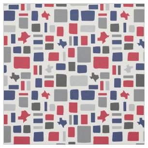 Texas Red & Blue Wonky Squares & Rectangle Stoff