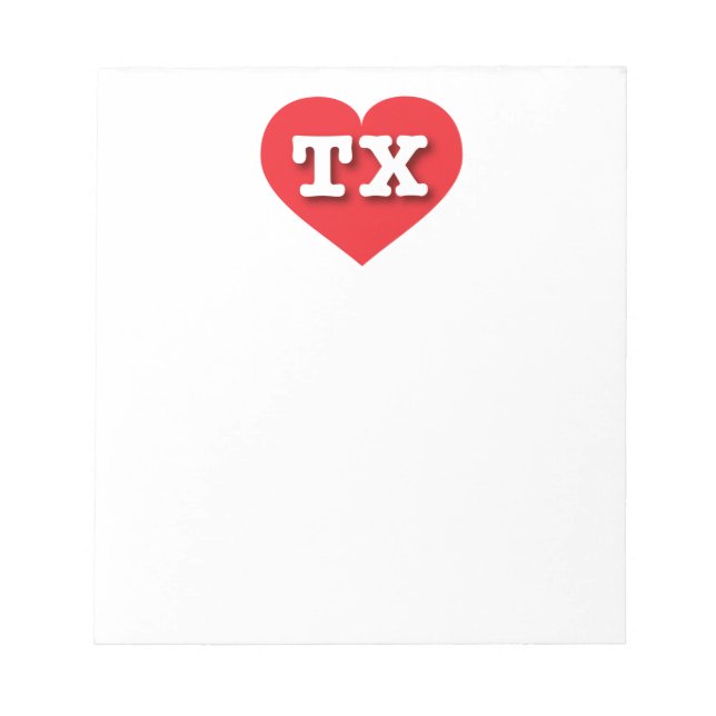 Texas Red Heart - I Liebe TX Notizblock (Vorderseite)