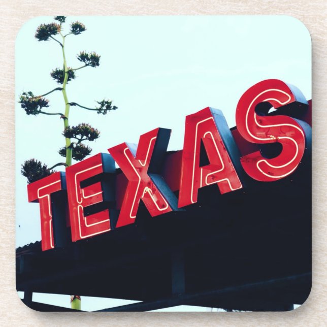 Texas Red Neon Lights USA Getränkeuntersetzer (Vorderseite)