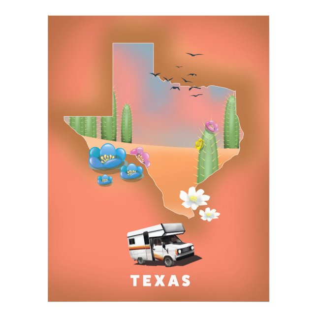 Texas Reiseplakat Fotodruck (Vorne)