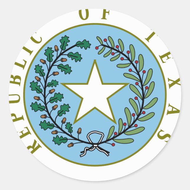 Texas (Republik Texas Siegel Color) Runder Aufkleber (Vorderseite)
