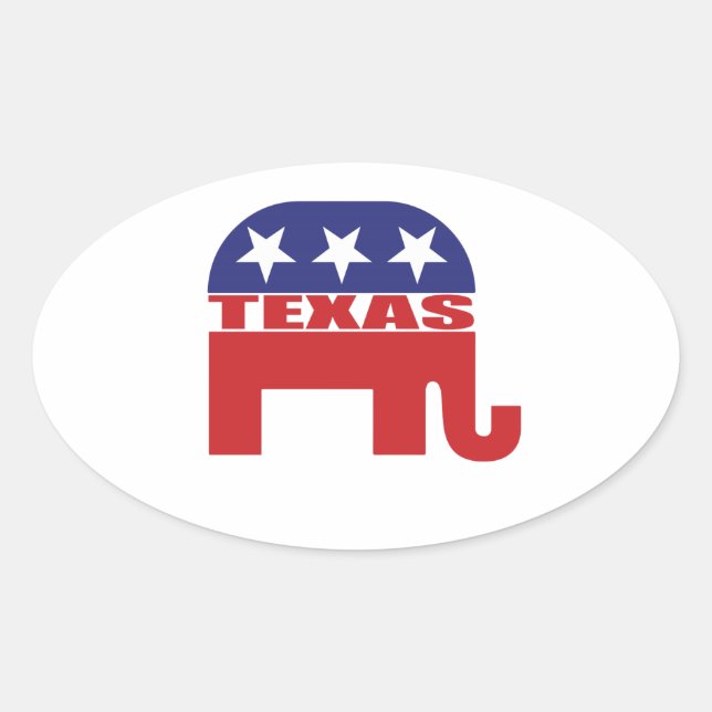 Texas-Republikaner Elephant Ovaler Aufkleber (Vorderseite)