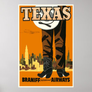Texas Retro Travel Poster