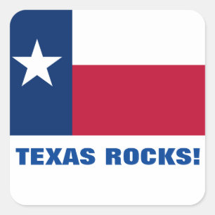 TEXAS ROCKS! QUADRATISCHER AUFKLEBER