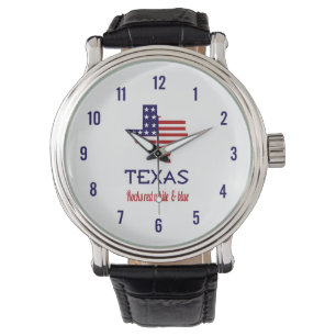Texas Rocks Rot Weiß & Blau Uhr