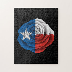 Texas-Rosen-Flagge auf Schwarzem Puzzle
