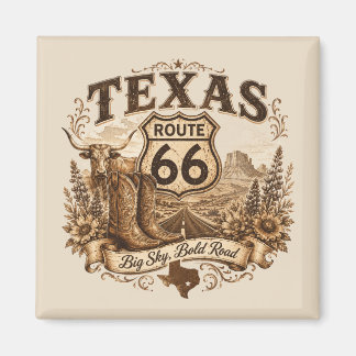 Texas Route 66 Big Sky Fridge Erinnerungsstück Magnet