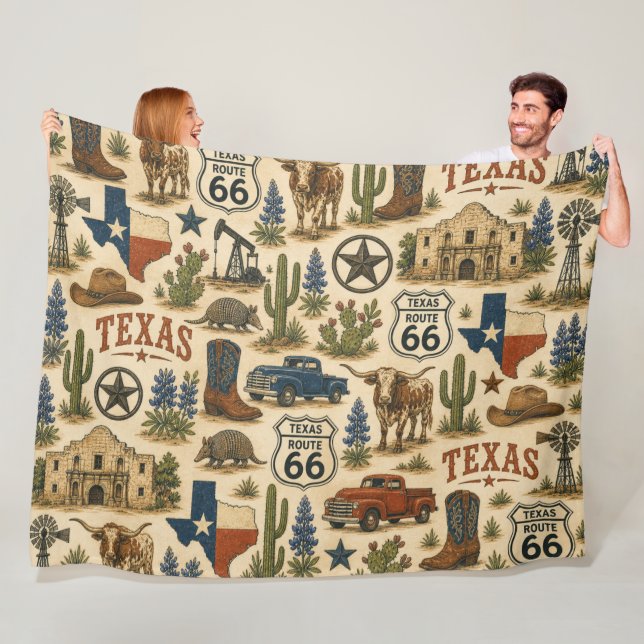 Texas Route 66 Cozy Ranch Trail Fleecedecke (Beispiel)