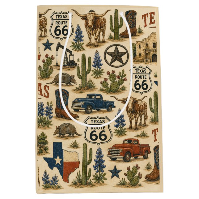 Texas Route 66 Geschenk-Rodeo Mittlere Geschenktüte (Vorderseite)