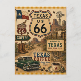 Texas Route 66 Lone Star Holiday Road Feiertagspostkarte