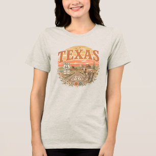 Texas Route 66 Lone Star Sonnenuntergang Vintage Tri-Blend Shirt