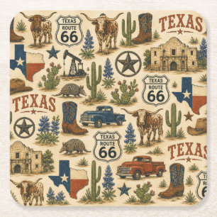 Texas Route 66 Ranch Sips Rechteckiger Pappuntersetzer