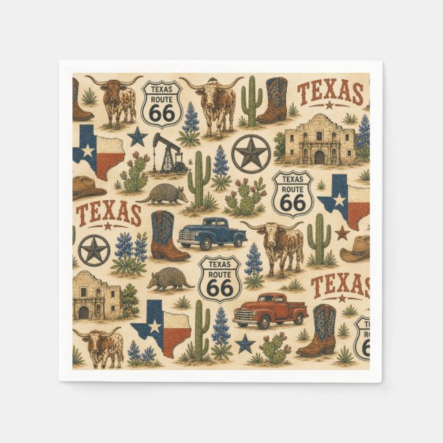 Texas Route 66 Ranch Tafel Serviette (Vorderseite)