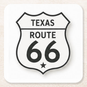 Texas Route 66 Retro Weißer Schild Untersetzer