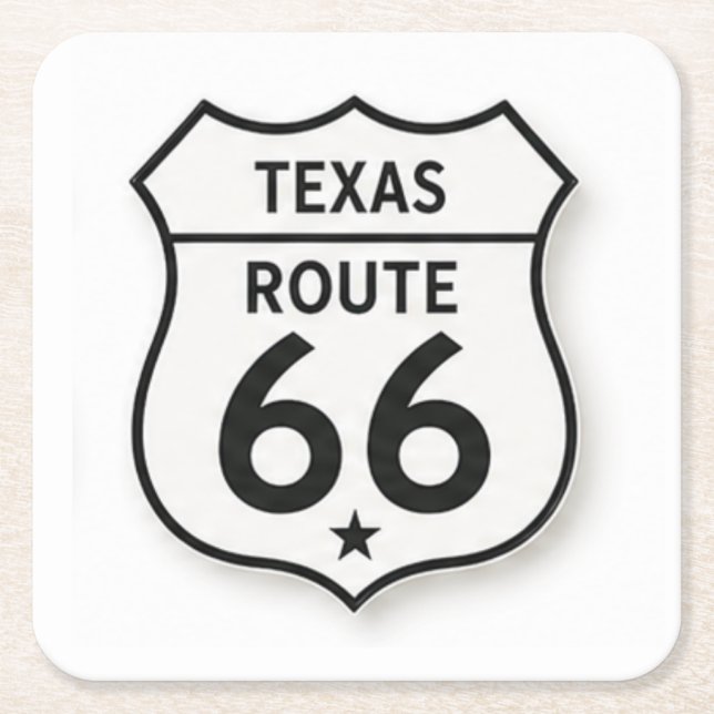 Texas Route 66 Retro Weißer Schild Untersetzer (Vorderseite)