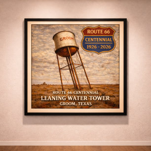 Texas Route 66 Schiefer Turm Poster