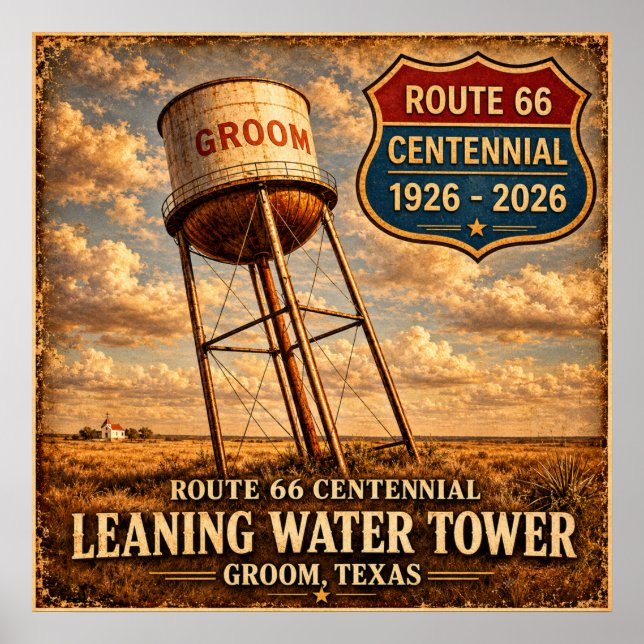 Texas Route 66 Schiefer Turm Poster (Vorne)