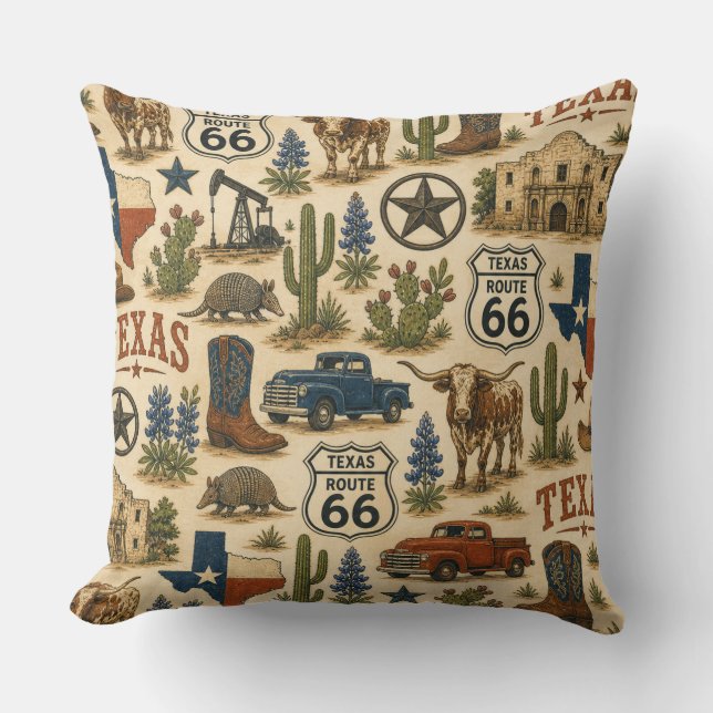 Texas Route 66 Sofa Ranch Kissen (Vorderseite)