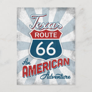 Texas Route 66 Vintage Amerika Postkarte
