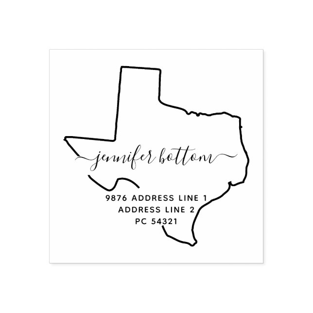 Texas Rücksendeadresse Business Gummistempel (Prägung)