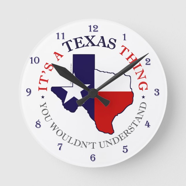 Texas-Sache Runde Wanduhr (Vorderseite)