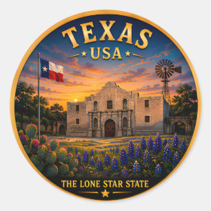 Texas San Antonio Urlaubserinnerungen 🟡 Runder Aufkleber