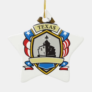 Texas-Schlachtschiff-Emblem Retro Keramikornament