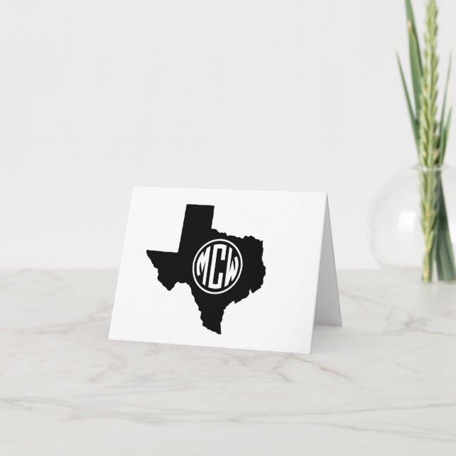 Texas Schwarz-weiß Preppy Circle Monogram DIY BG Dankeskarte (Vorderseite)