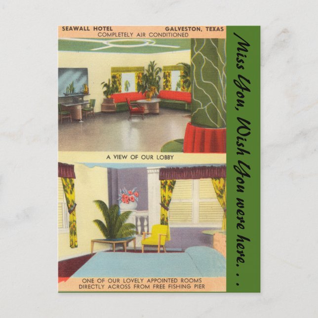 Texas, Sea Wall Hotel, Galveston Postkarte (Vorderseite)