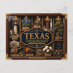 Texas Shadow Box 3D Figurine Staat Postkarte