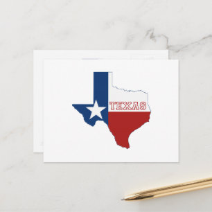 Texas Shaped State Flag Red White Blue Lone Star Postkarte