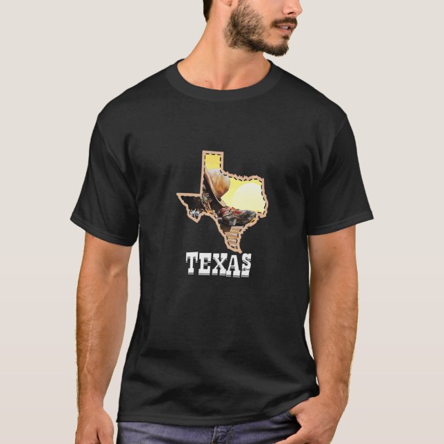 Texas Shaped Wüstenlandschaft Us Staat T-Shirt (Vorderseite)