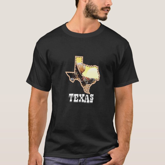 Texas Shaped Wüstenlandschaft Us Staat T-Shirt (Vorderseite)