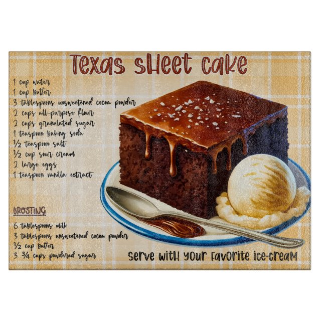 Texas Sheet Cake Rezept Schneidebrett (Vorderseite)