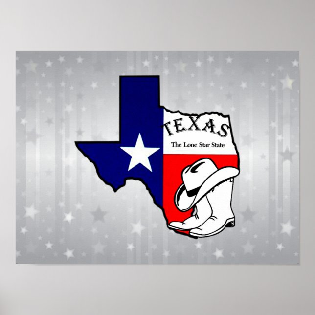 Texas-Silhouette auf silbernen Glitzern Poster (Vorne)